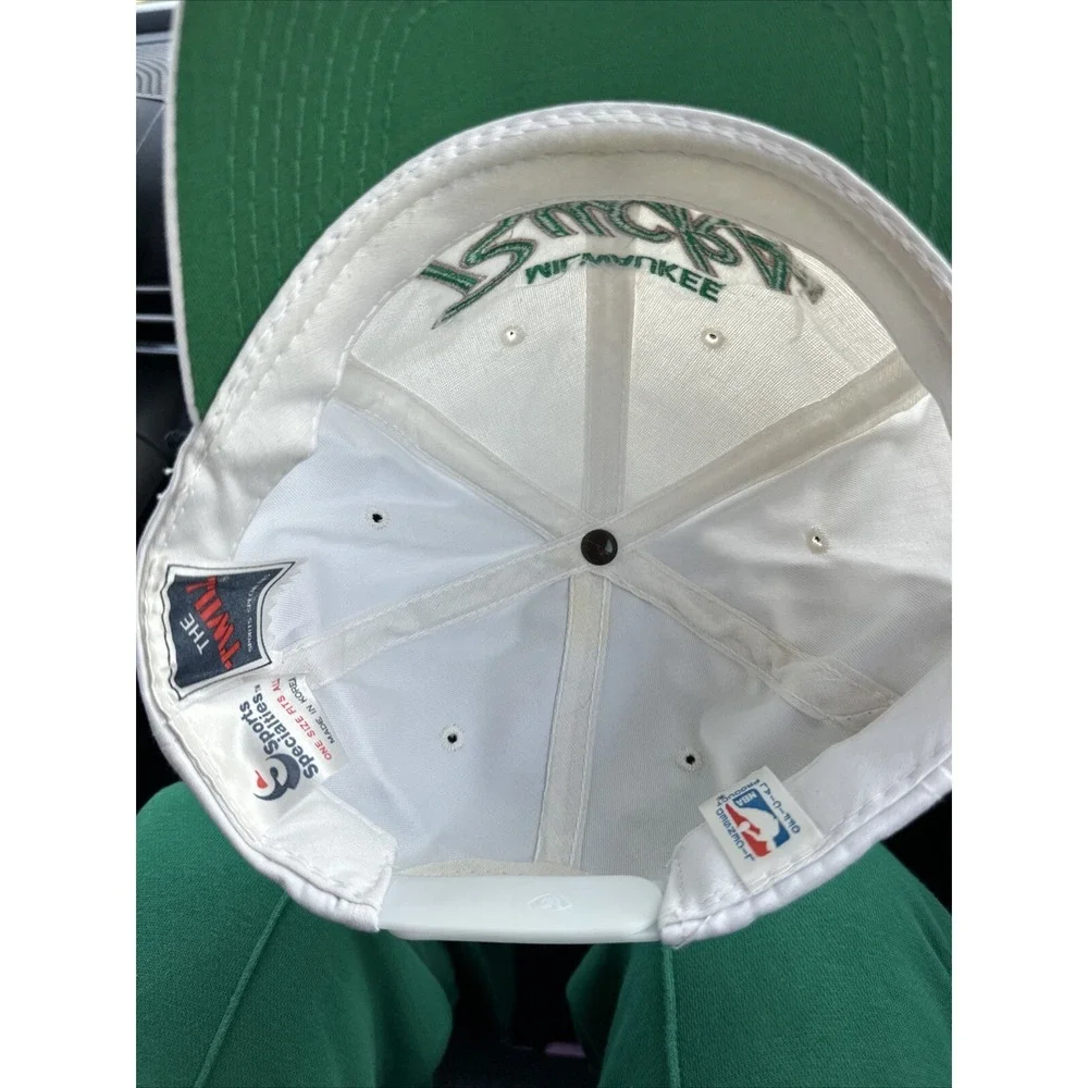 Vintage‎ Milwaukee Bucks Sports Specialties NBA Basketball White Hat Script RARE